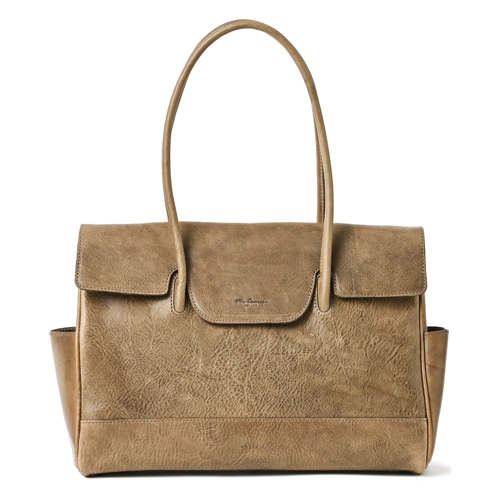 【1度のみ使用】Mi-Cours ミクール　フラップトートバッグ　ブラック 日本製] フラップトートバッグ ブラック 最高級イタリアンレザー A4